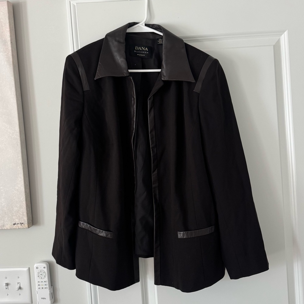 Dana Buchman Women's Brown Blazer with Leather Accents